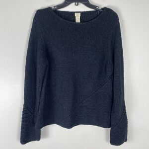 J Jill Handknit Sweater Womens size Large P Black Modern Classic Comfort Relaxed